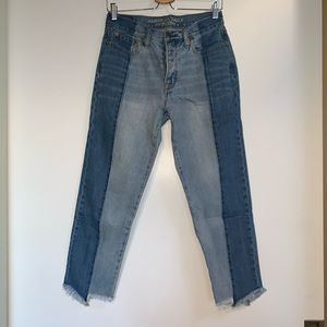 American Eagle High Waist Two Tone Crop Jeans